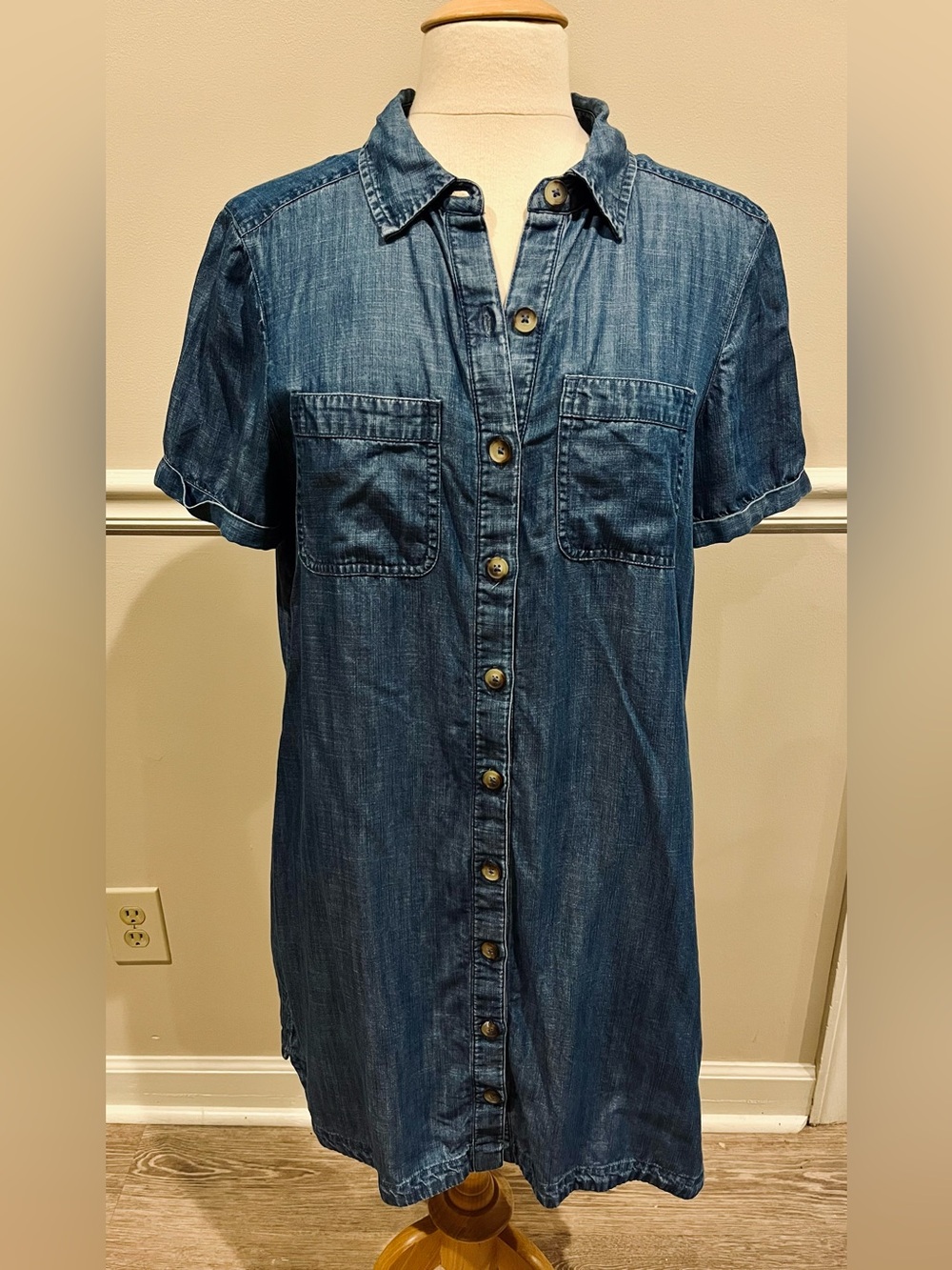 Vineyard Vines Indigo Denim Button-Front Midi Dress